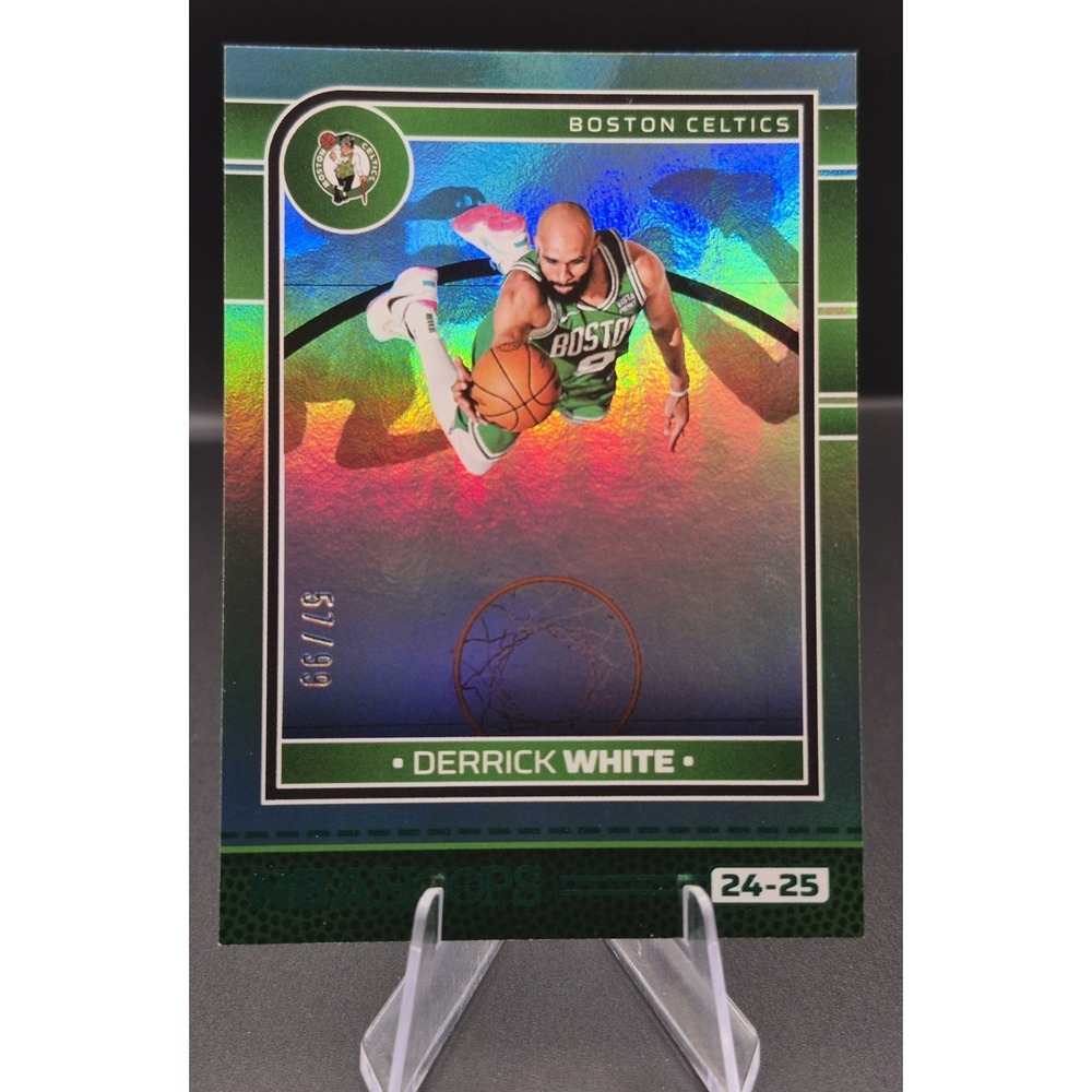 2024 Panini Derrick White 77 NBA Hoops Green Holo Foil /99 Celtics Color Match